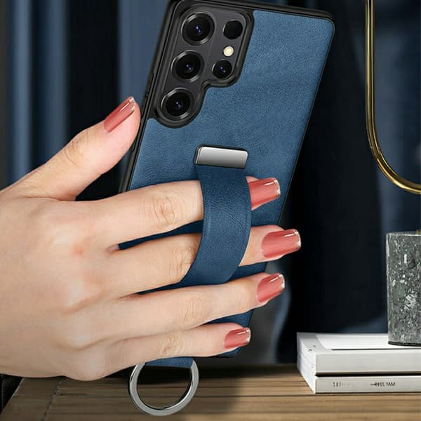 Sulada Mobilskal för Samsung Galaxy S26 Ultra Kickstand Konstläder - Blå