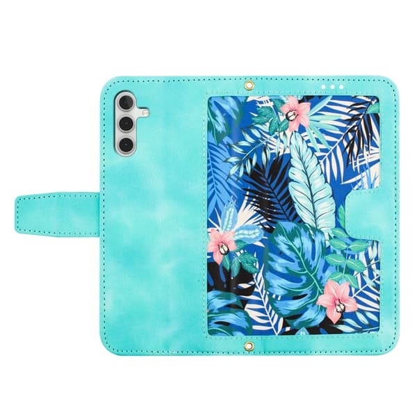 Samsung Galaxy S26 / S26 Pro Skal PU Läder Blommönster - Grön