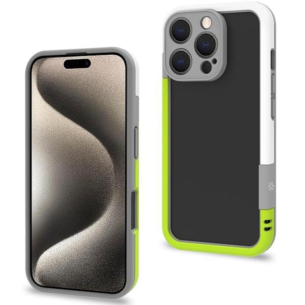 Celly Mobilskal till iPhone 16 Pro Bumper - Vit/Limegrön Gul