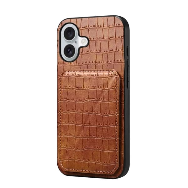 Mobilskal till iPhone 17 Korthållare Crocodile Textured - Brun Brun