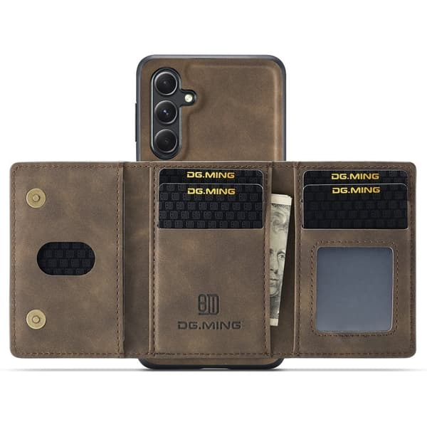 DG.MING Samsung Galaxy A55 5G Konstläder Plånboksfodral Brun