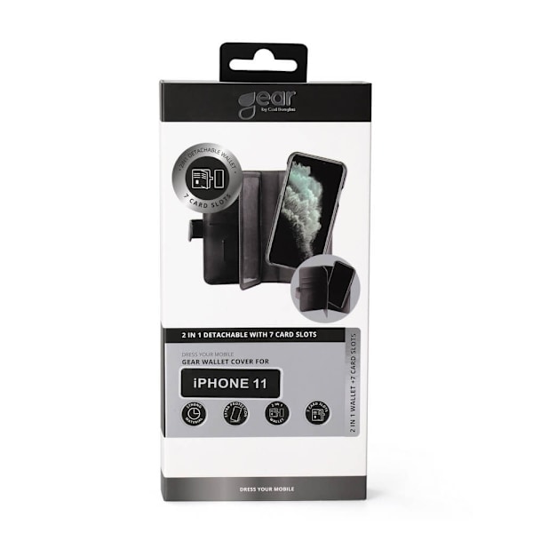 GEAR Mobilfodral Svart 7 Kortfack iPhone 11 2in1 Magnetskal Svart