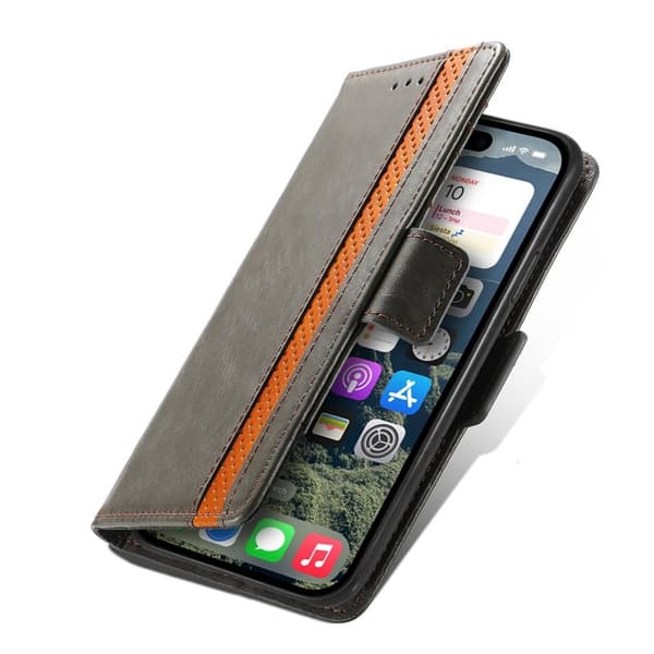 CASENEO Mobilskal till iPhone 17 KonstLäder med RFID-Skydd - Grå
