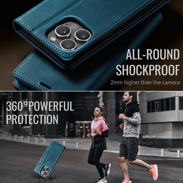 CASEME 033 Mobilskal till iPhone 13 Pro Max RFID Blocker Läder Grön