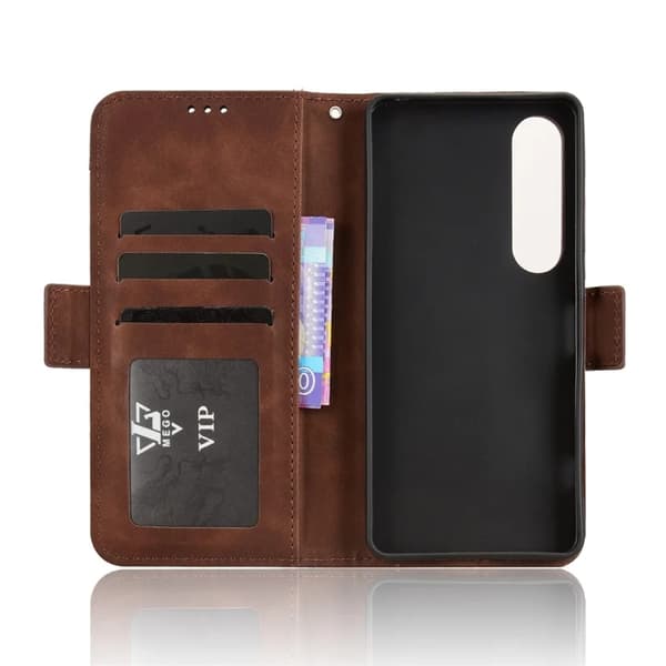 Sony Xperia 1 VII Plånboksfodral Konstläder - Brun Brun