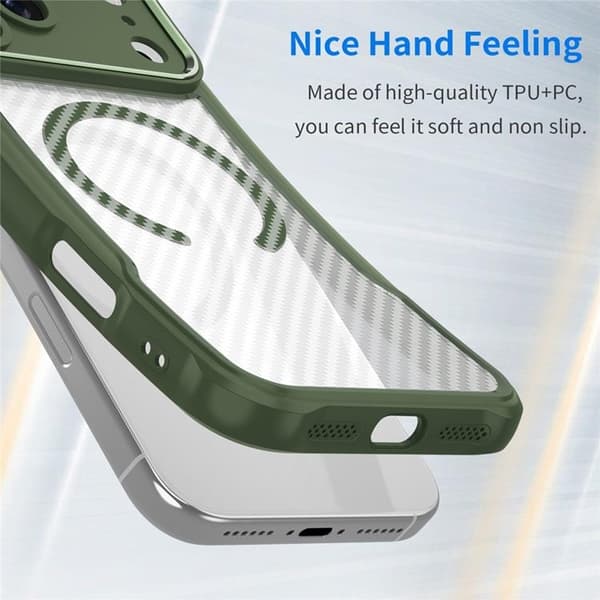 Mobilskal till iPhone 17 Pro Max MagSafe Carbon Fiber - Grön Grön
