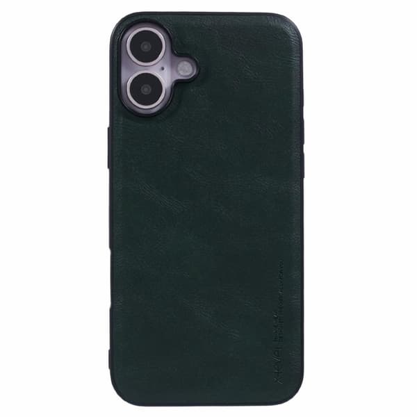 X-LEVEL Bojue-3 Mobilskal till iPhone 16 Anti-Scratch Läder Grön