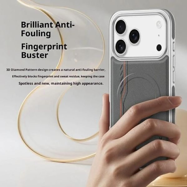 Mobilskal till iPhone 17 Pro Max Magsafe Diamond Texture - Grå Grå