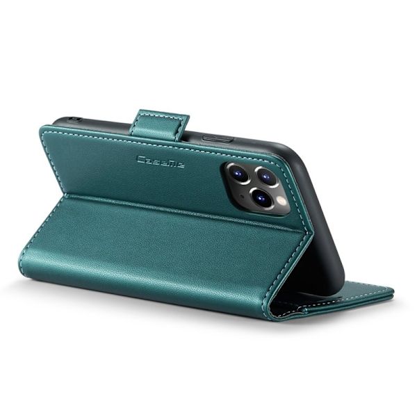CASEME iPhone 11 Pro Max Plånboksfodral Konstläder RFID-Skydd Grön