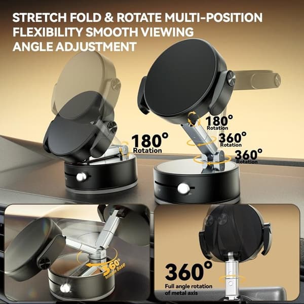 Magnetisk Bilhållare med Sugkopp A9 360° Rotation Vit