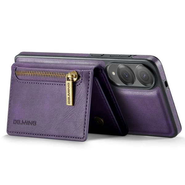 DG.MING Konstläder Plånboksfodral för Samsung Galaxy S25 Edge Lila