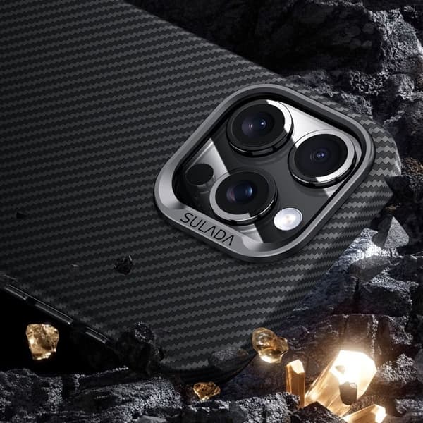SULADA Mobilskal till iPhone 15 Pro Max Magnetiskt Linsram Läder TPU Brun
