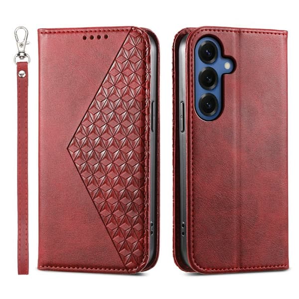Plånboksfodral för Samsung Galaxy S26 Plus Konstläder med handledsrem - Röd