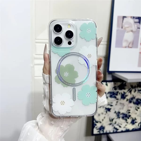 Mobilskal till iPhone 16 Pro Max MagSafe Laser Floral Grön