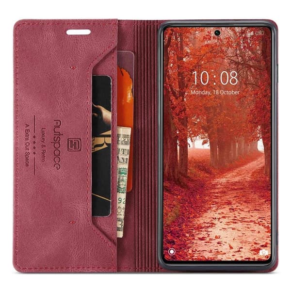 AUTSPACE A01 Mobilskal i PU-läder för Xiaomi 12 Lite 5G - Röd