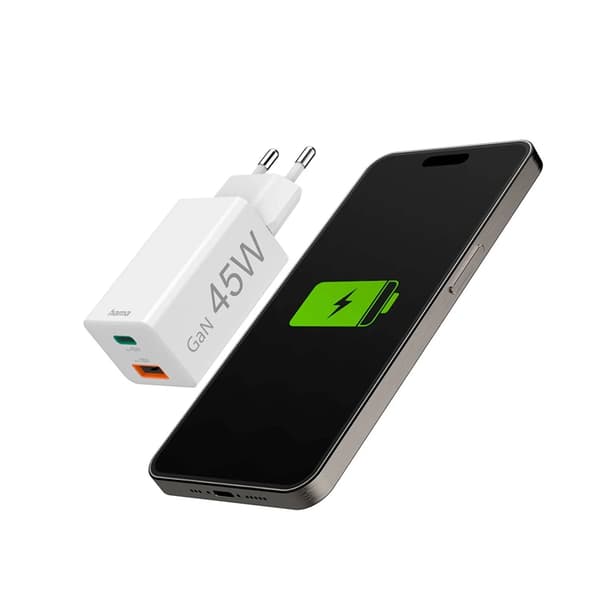 Hama Hurtigoplader 45W 1xUSB-C 1xUSB-A GaN - Hvid Vit
