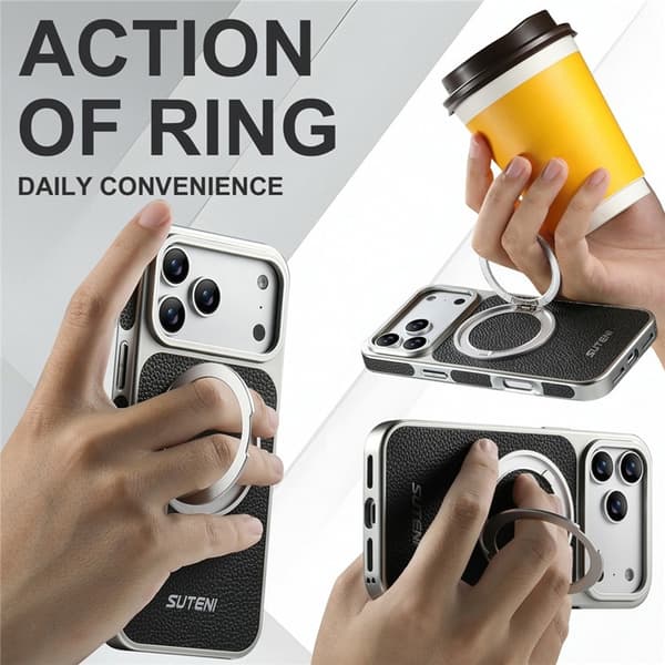SUTENI Mobilskal till iPhone 17 Pro MagSafe Kickstand Electroplating G6 Brun