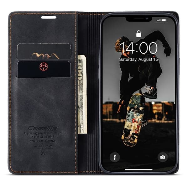 CASEME 013 Wallet Stand Mobilskal för iPhone 13 Pro Max - Svart