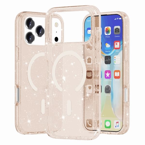 AMORUS Mobilskal till iPhone 17 Pro Max Magsafe Glitter Powder PC + TPU - Guld Guld