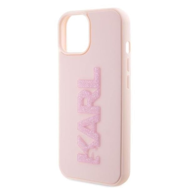 Karl Lagerfeld iPhone 15 -puhelinkuori 3D Glitter -logo - Pinkki