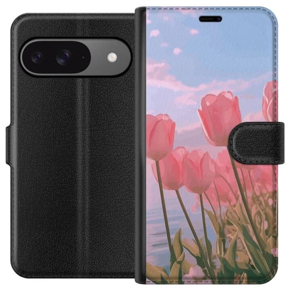 Plånboksfodral till Google Pixel 9 Pro med Rosa Tulpaner