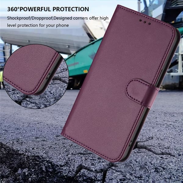 iPhone 16e Plånboksfodral Konstläder med Handledsrem - Lila Lila