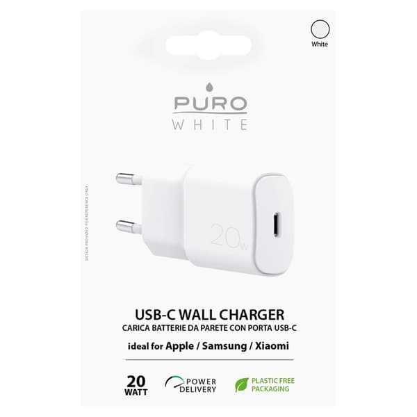 Puro Snabbladdare 20W Power Delivery USB-C - Vit Vit