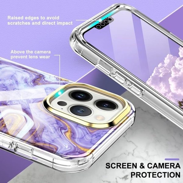 iPhone 14 Pro Max Skal 360 Marble - Lila