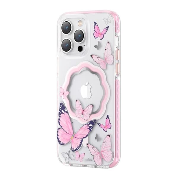 Kingxbar iPhone 14 Plus Skal Magsafe Butterfly - Rosa Rosa