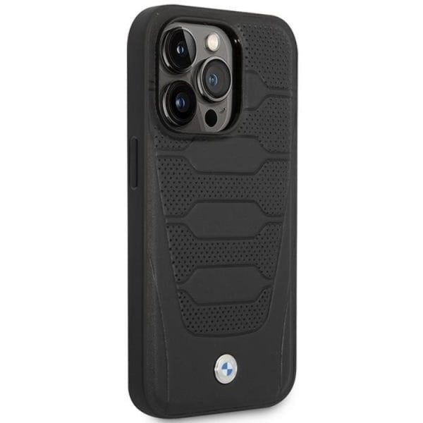 BMW iPhone 14 Pro -mobiilikotelo Magsafe-nahkaistuinten kuviointi - musta