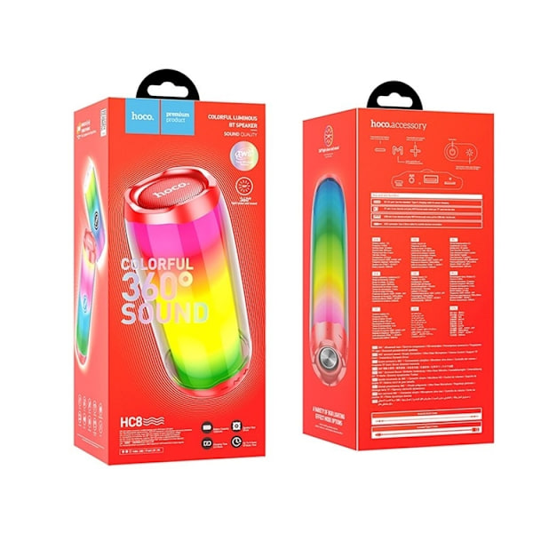 Hoco Trådlös Högtalare Bluetooth Pulsating Colorful - Röd Röd