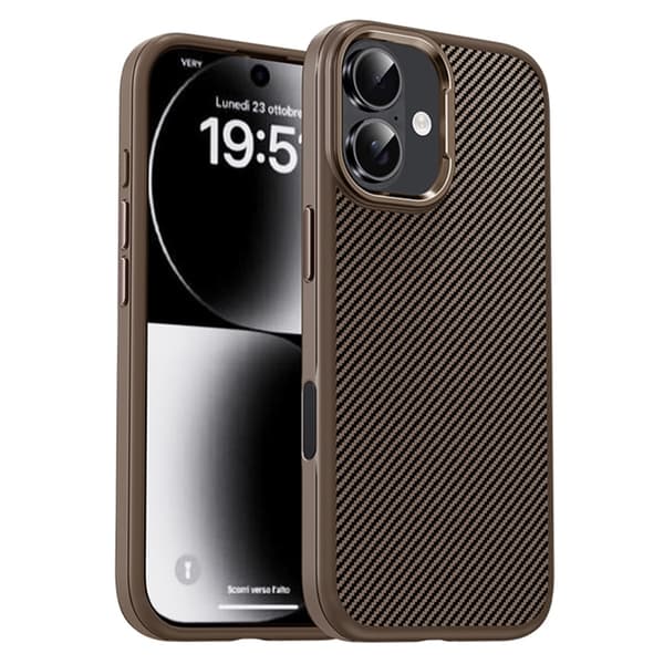 IPAKY Mobilskal till iPhone 17 Carbon Fiber - Guld Guld