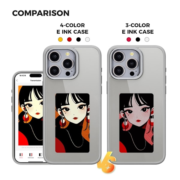 Mobilskal till iPhone 15 Pro E Ink 4-Color Display Customized - Grå Grå