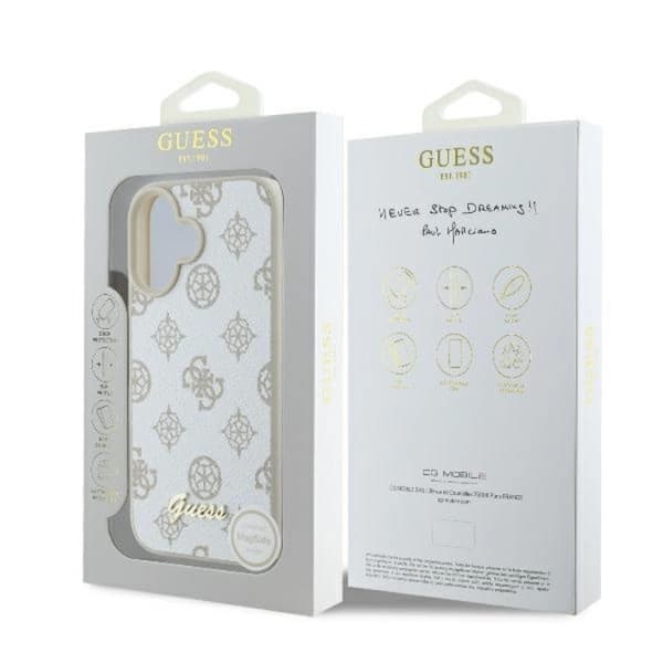 Guess Telefontaske til iPhone 16 MagSafe Peony Script Logo - Hvid Vit