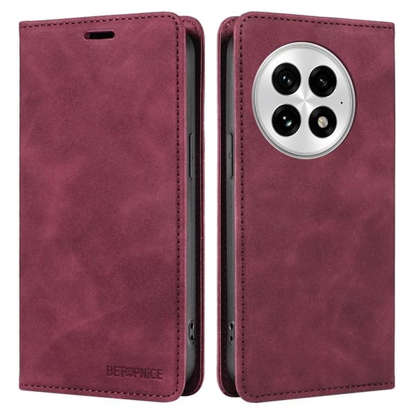 BETOPNICE 003 för OnePlus 13 Plånboksfodral Konstläder - Röd
