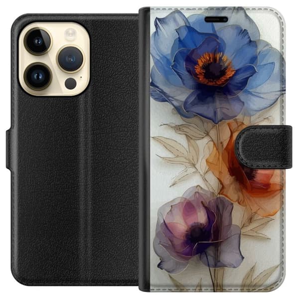 Apple iPhone 14 Pro Pung Taske med Silkeblomster