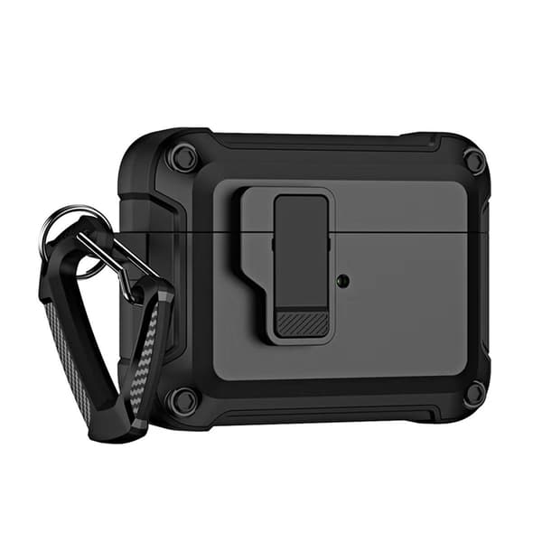 Airpods 4 Case Armor med karabinhage - Sort Black