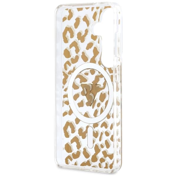 Guess Mobilskal För Galaxy S26 MagSafe IML Leopard Print Triangle Brun