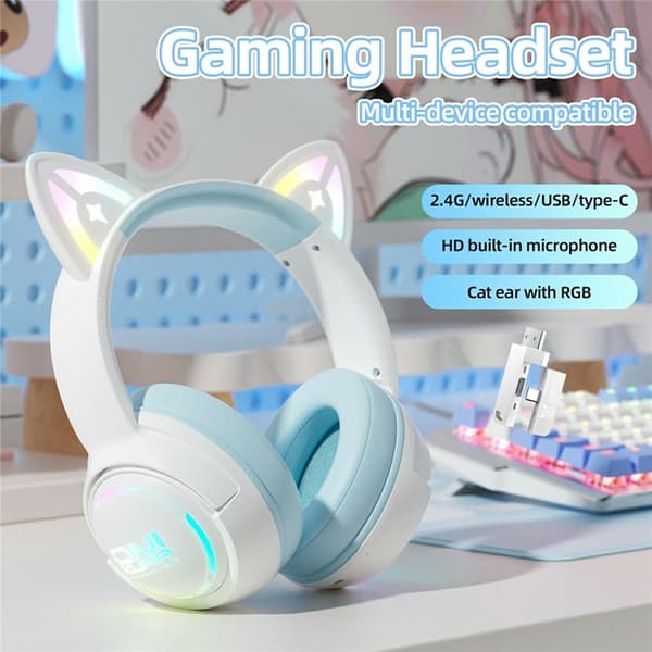 ONIKUMA Over-Ear Trådlösa Hörlurar Bluetooth Cat Ear GT838 - Blå Blå