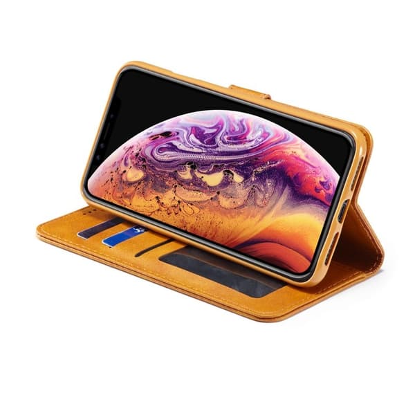 LC.IMEEKE iPhone XR Plånboksfodral i Konstläder - Brun