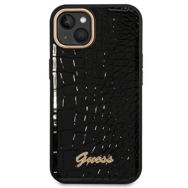 GUESS iPhone 14 Plus Skal Croco Collection - Sort Black