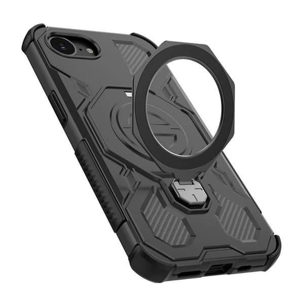 Mobilskal till iPhone 16e Shockproof Plast Med Rotating Kickstand - Svart