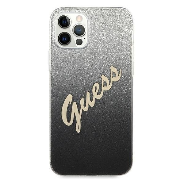 Guess iPhone 12 Pro Max Skal Glitter Gradient Script - Svart Svart