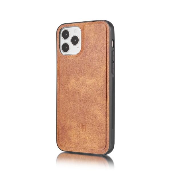 DG.MING 2-in-1 Plånboksfodral i Äkta läder för iPhone 12 Pro Max - Brun
