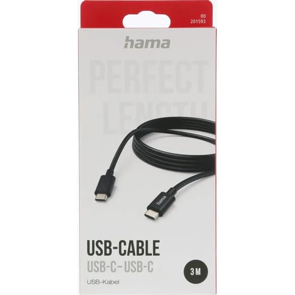 Hama USB-C Till USB-C 3m Kabel - Svart