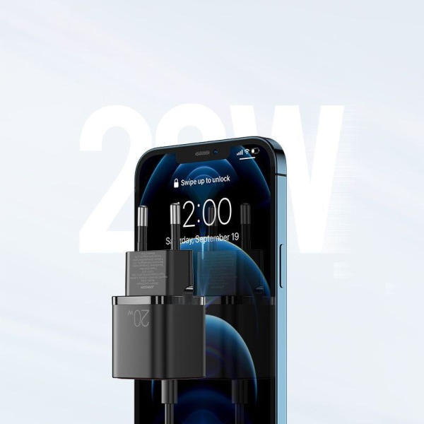 Joyroom Fast seinälaturi USB Type-C 20W PD QC 3.0 AFC - musta Black
