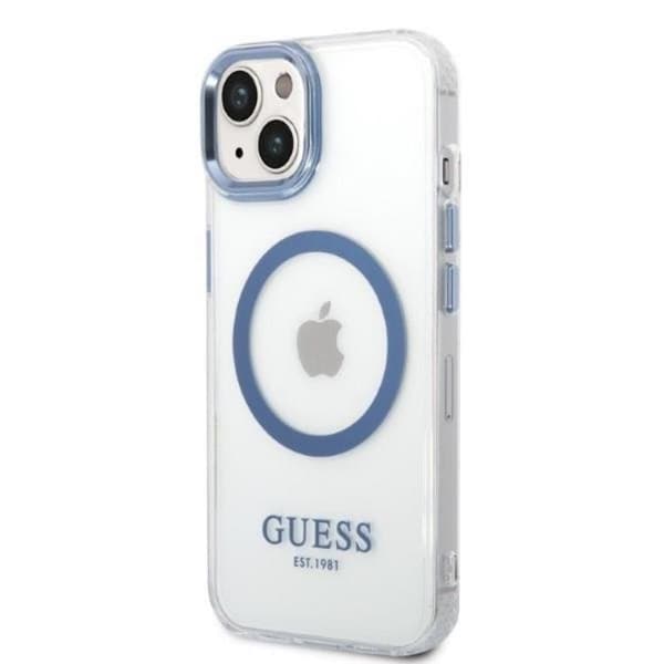 GUESS iPhone 14 Plus Skal Magsafe Metal Outline - Blå Blå