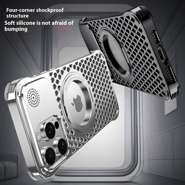 R-JUST RJ64 Mobilskal till iPhone 15 Pro Aluminium Grå Cooling Case