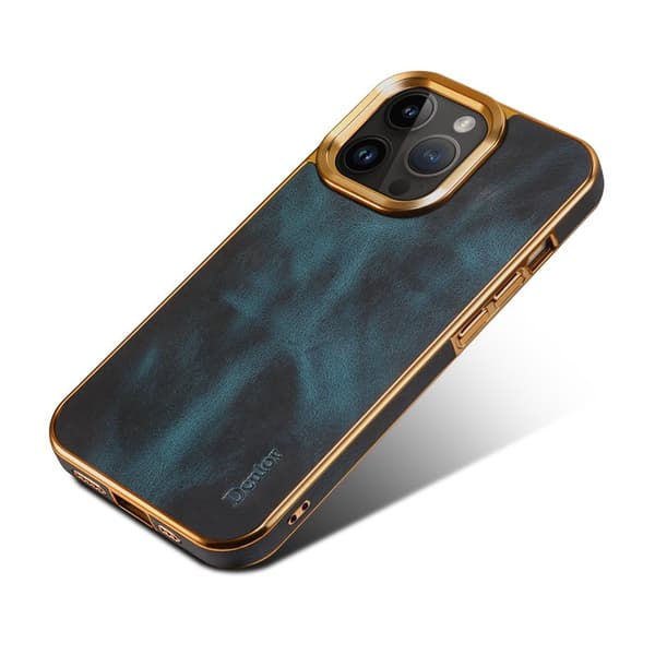 DENIOR Mobilskal till iPhone 15 Pro Äkta Läder + PC + TPU - Blå