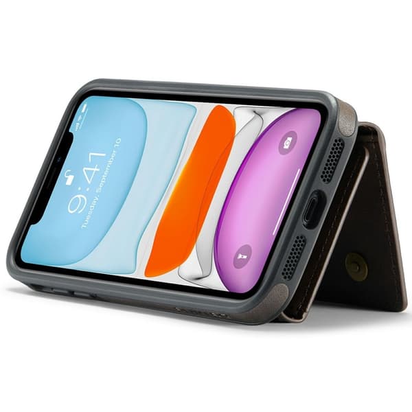 DG.MING M6 Series Mobilskal till iPhone 11 Magnetiskt Plånboksfodral - Brun